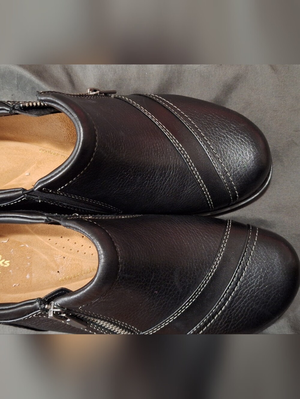 Clarks Women Black Short Ankle Shoes Boots Size Zip Slip On